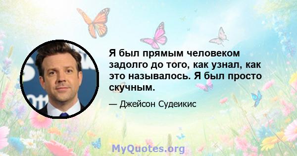 Я был прямым человеком задолго до того, как узнал, как это называлось. Я был просто скучным.