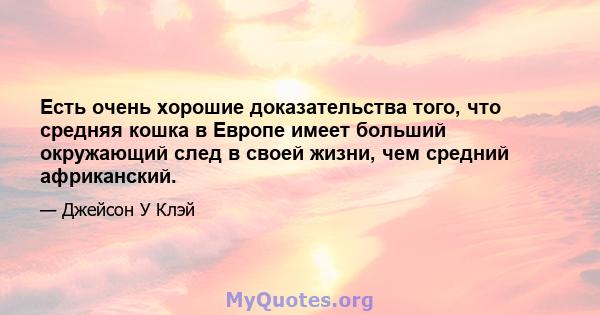 Есть очень хорошие доказательства того, что средняя кошка в Европе имеет больший окружающий след в своей жизни, чем средний африканский.