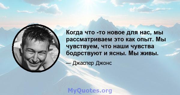 Когда что -то новое для нас, мы рассматриваем это как опыт. Мы чувствуем, что наши чувства бодрствуют и ясны. Мы живы.