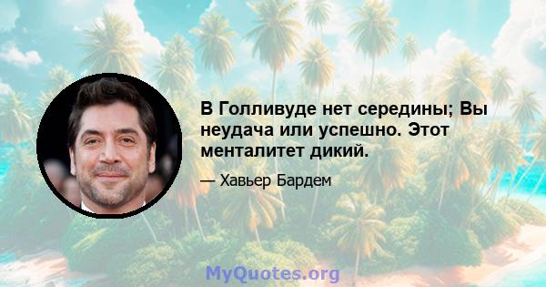 В Голливуде нет середины; Вы неудача или успешно. Этот менталитет дикий.