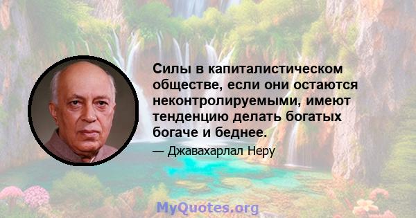 Силы в капиталистическом обществе, если они остаются неконтролируемыми, имеют тенденцию делать богатых богаче и беднее.