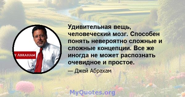 Удивительная вещь, человеческий мозг. Способен понять невероятно сложные и сложные концепции. Все же иногда не может распознать очевидное и простое.