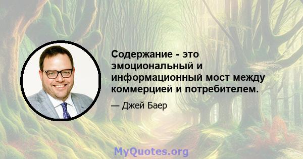 Содержание - это эмоциональный и информационный мост между коммерцией и потребителем.