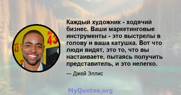 Каждый художник - ходячий бизнес. Ваши маркетинговые инструменты - это выстрелы в голову и ваша катушка. Вот что люди видят, это то, что вы настаиваете, пытаясь получить представитель, и это нелегко.