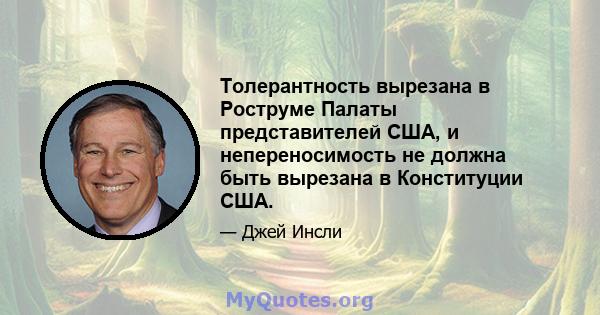 Толерантность вырезана в Роструме Палаты представителей США, и непереносимость не должна быть вырезана в Конституции США.