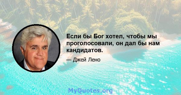 Если бы Бог хотел, чтобы мы проголосовали, он дал бы нам кандидатов.