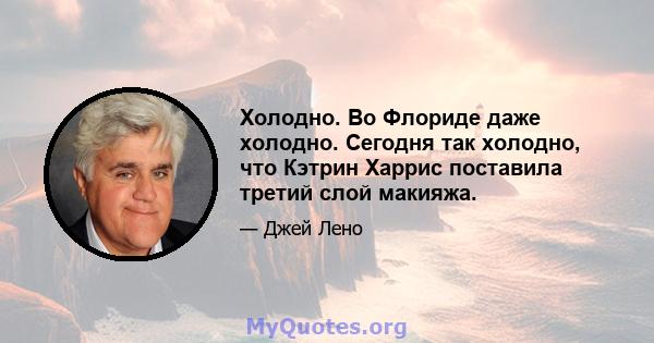 Холодно. Во Флориде даже холодно. Сегодня так холодно, что Кэтрин Харрис поставила третий слой макияжа.