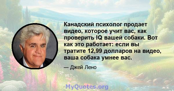 Канадский психолог продает видео, которое учит вас, как проверить IQ вашей собаки. Вот как это работает: если вы тратите 12,99 долларов на видео, ваша собака умнее вас.