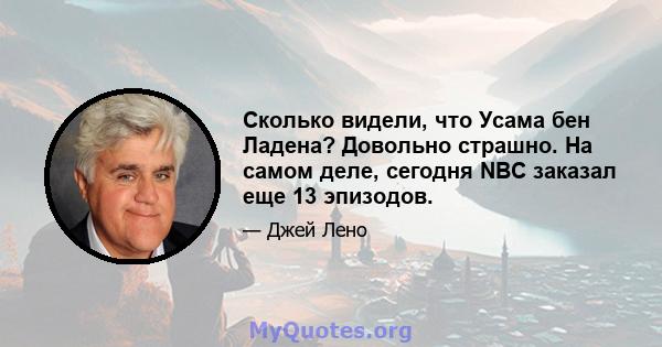 Сколько видели, что Усама бен Ладена? Довольно страшно. На самом деле, сегодня NBC заказал еще 13 эпизодов.