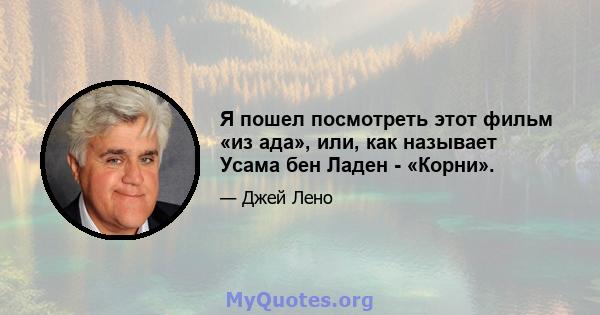 Я пошел посмотреть этот фильм «из ада», или, как называет Усама бен Ладен - «Корни».