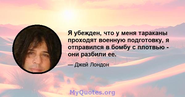 Я убежден, что у меня тараканы проходят военную подготовку, я отправился в бомбу с плотвью - они разбили ее.