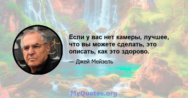 Если у вас нет камеры, лучшее, что вы можете сделать, это описать, как это здорово.