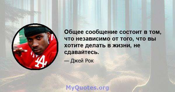 Общее сообщение состоит в том, что независимо от того, что вы хотите делать в жизни, не сдавайтесь.