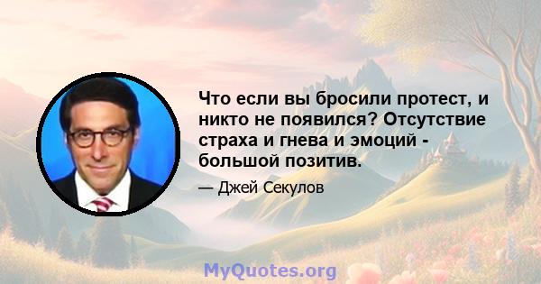 Что если вы бросили протест, и никто не появился? Отсутствие страха и гнева и эмоций - большой позитив.