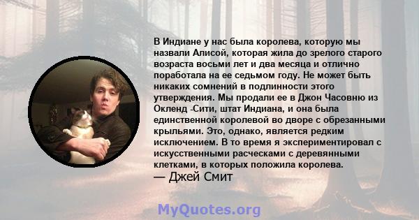 В Индиане у нас была королева, которую мы назвали Алисой, которая жила до зрелого старого возраста восьми лет и два месяца и отлично поработала на ее седьмом году. Не может быть никаких сомнений в подлинности этого