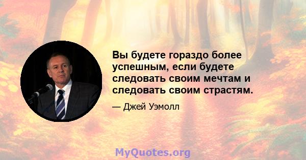 Вы будете гораздо более успешным, если будете следовать своим мечтам и следовать своим страстям.