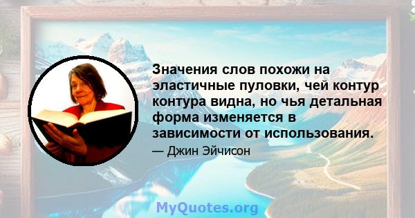 Значения слов похожи на эластичные пуловки, чей контур контура видна, но чья детальная форма изменяется в зависимости от использования.