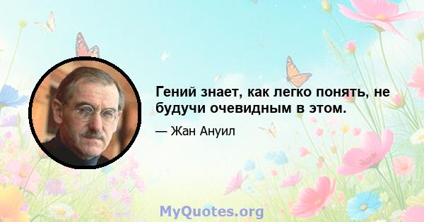 Гений знает, как легко понять, не будучи очевидным в этом.