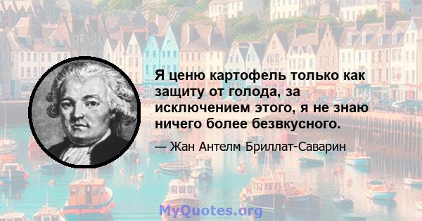 Я ценю картофель только как защиту от голода, за исключением этого, я не знаю ничего более безвкусного.