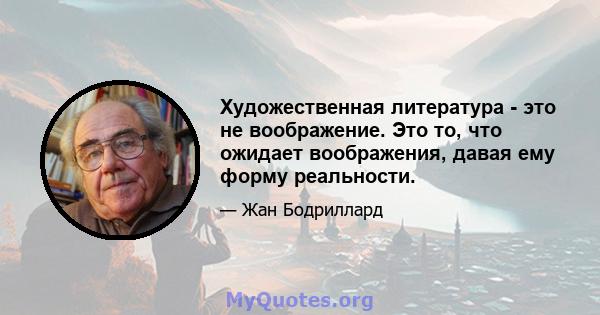 Художественная литература - это не воображение. Это то, что ожидает воображения, давая ему форму реальности.