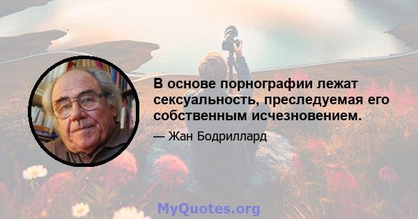 В основе порнографии лежат сексуальность, преследуемая его собственным исчезновением.