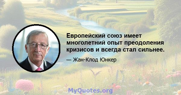 Европейский союз имеет многолетний опыт преодоления кризисов и всегда стал сильнее.