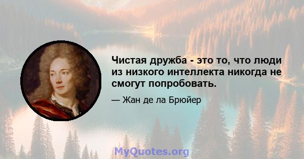 Чистая дружба - это то, что люди из низкого интеллекта никогда не смогут попробовать.