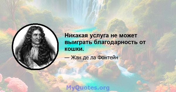 Никакая услуга не может выиграть благодарность от кошки.