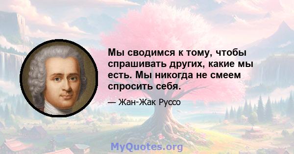 Мы сводимся к тому, чтобы спрашивать других, какие мы есть. Мы никогда не смеем спросить себя.