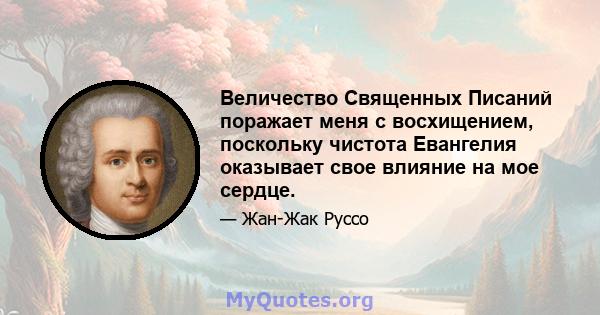 Величество Священных Писаний поражает меня с восхищением, поскольку чистота Евангелия оказывает свое влияние на мое сердце.