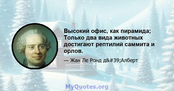 Высокий офис, как пирамида; Только два вида животных достигают рептилий саммита и орлов.