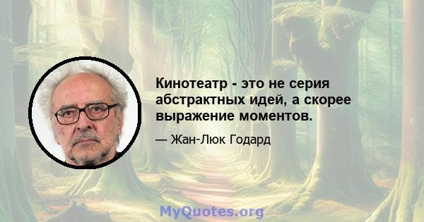 Кинотеатр - это не серия абстрактных идей, а скорее выражение моментов.