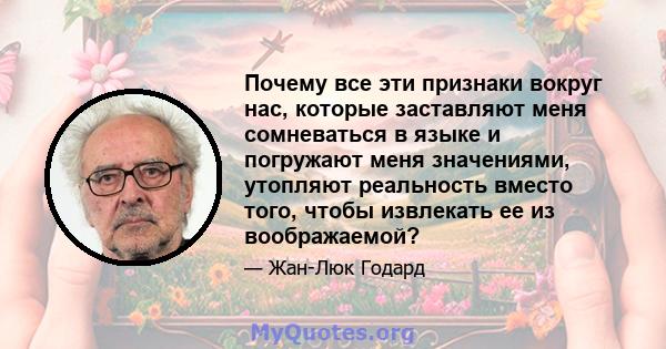 Почему все эти признаки вокруг нас, которые заставляют меня сомневаться в языке и погружают меня значениями, утопляют реальность вместо того, чтобы извлекать ее из воображаемой?