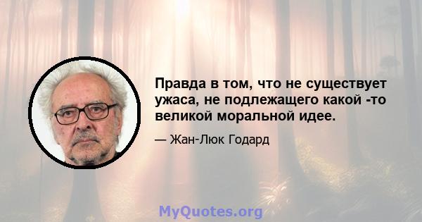 Правда в том, что не существует ужаса, не подлежащего какой -то великой моральной идее.