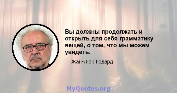 Вы должны продолжать и открыть для себя грамматику вещей, о том, что мы можем увидеть.