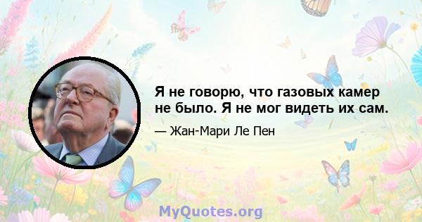 Я не говорю, что газовых камер не было. Я не мог видеть их сам.