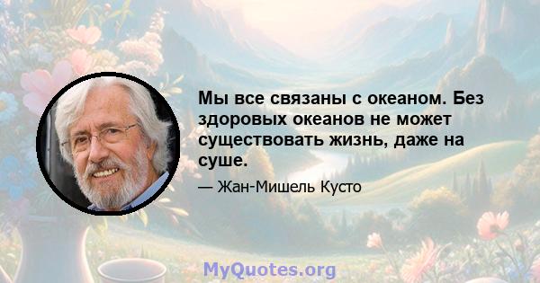 Мы все связаны с океаном. Без здоровых океанов не может существовать жизнь, даже на суше.