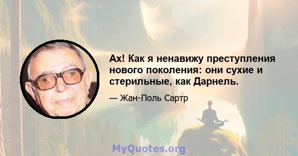 Ах! Как я ненавижу преступления нового поколения: они сухие и стерильные, как Дарнель.