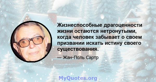 Жизнеспособные драгоценности жизни остаются нетронутыми, когда человек забывает о своем призвании искать истину своего существования.