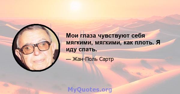 Мои глаза чувствуют себя мягкими, мягкими, как плоть. Я иду спать.