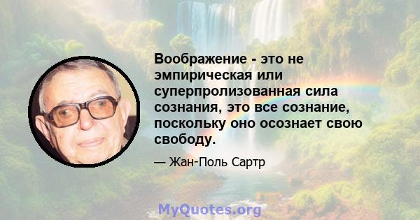 Воображение - это не эмпирическая или суперпролизованная сила сознания, это все сознание, поскольку оно осознает свою свободу.