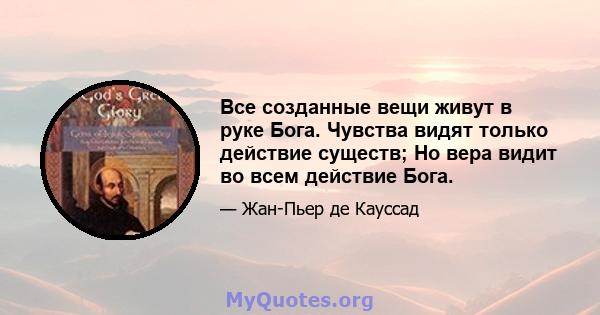 Все созданные вещи живут в руке Бога. Чувства видят только действие существ; Но вера видит во всем действие Бога.