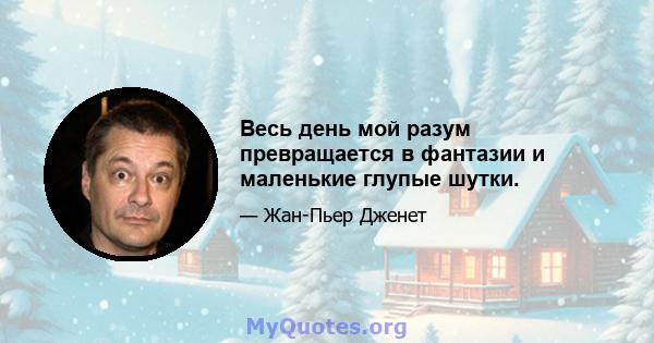 Весь день мой разум превращается в фантазии и маленькие глупые шутки.