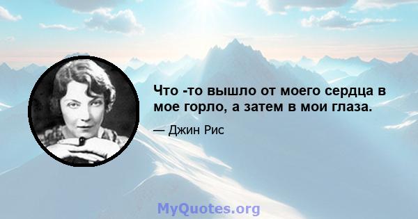 Что -то вышло от моего сердца в мое горло, а затем в мои глаза.