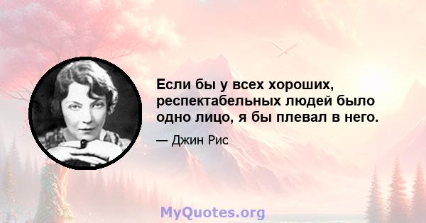 Если бы у всех хороших, респектабельных людей было одно лицо, я бы плевал в него.