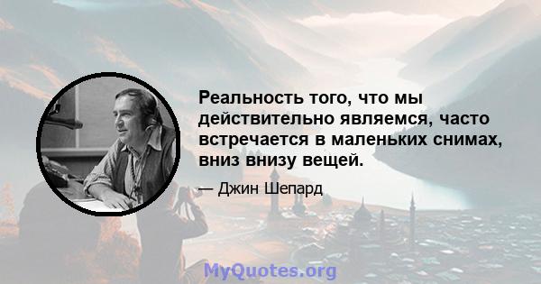 Реальность того, что мы действительно являемся, часто встречается в маленьких снимах, вниз внизу вещей.