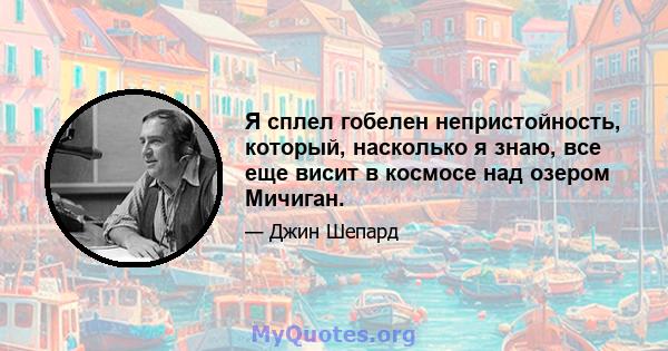 Я сплел гобелен непристойность, который, насколько я знаю, все еще висит в космосе над озером Мичиган.