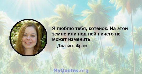 Я люблю тебя, котенок. На этой земле или под ней ничего не может изменить.