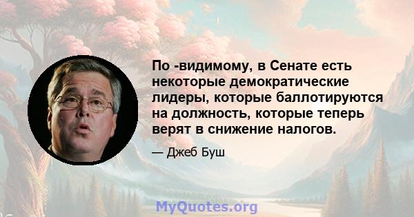 По -видимому, в Сенате есть некоторые демократические лидеры, которые баллотируются на должность, которые теперь верят в снижение налогов.