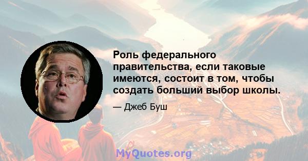 Роль федерального правительства, если таковые имеются, состоит в том, чтобы создать больший выбор школы.